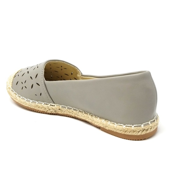 Women Patterned Espadrille Flats, E-2603, Grey - Picture 4 of 6